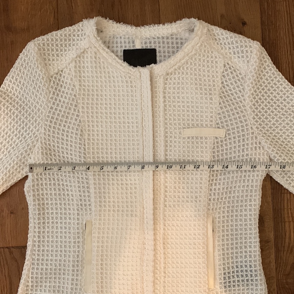🍦Paige Cream Jacket Cardigan w/ Leather Accents M - Picture 13 of 16